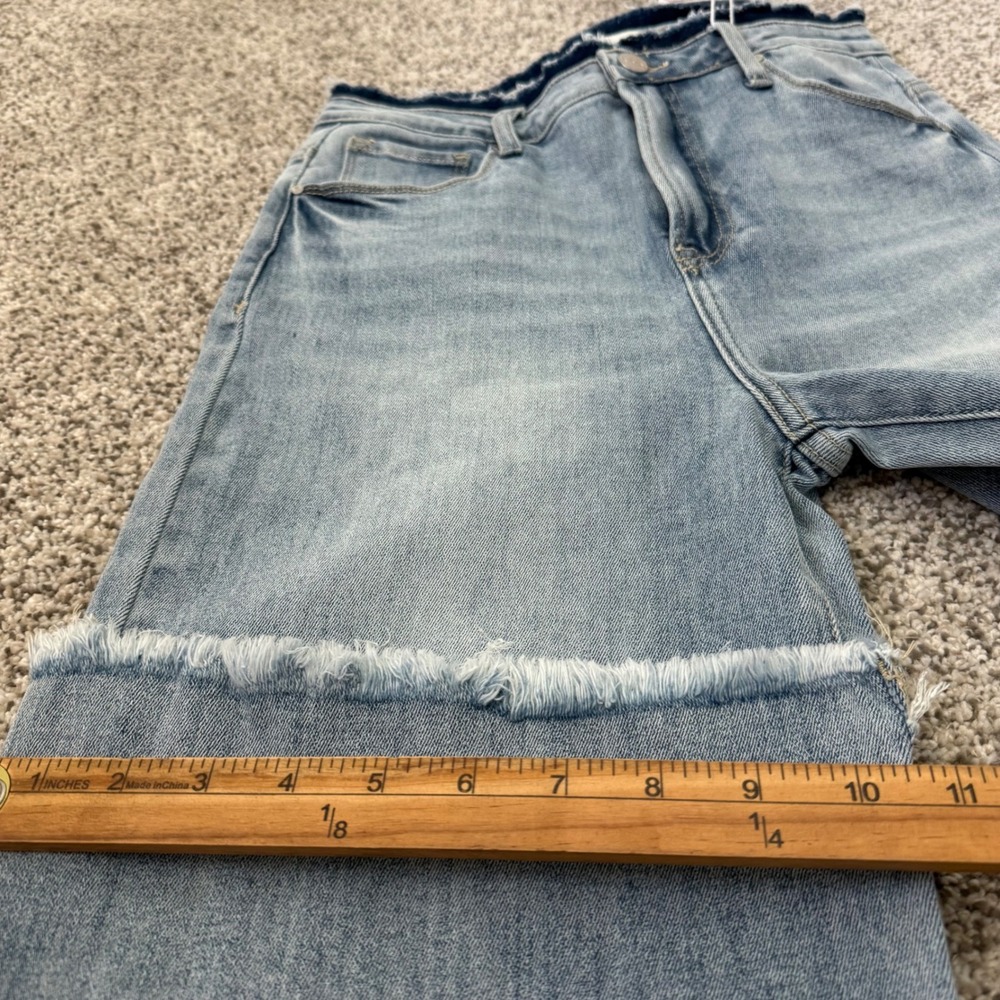 Risen Jeans Womens 9 Light Wash High Rise Wide Leg Frayed Raw Hem Boho Western - Picture 8 of 10
